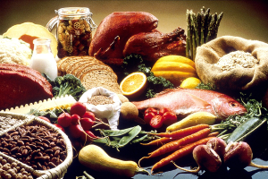 Display of healthy foods on a table