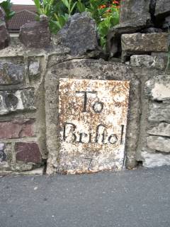 Milestone 7 on the route to Bristol from Marshfield